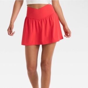 JoyLab Vibrant Light Red Skort Women’s Size Small Cross Waist Built in Shorts